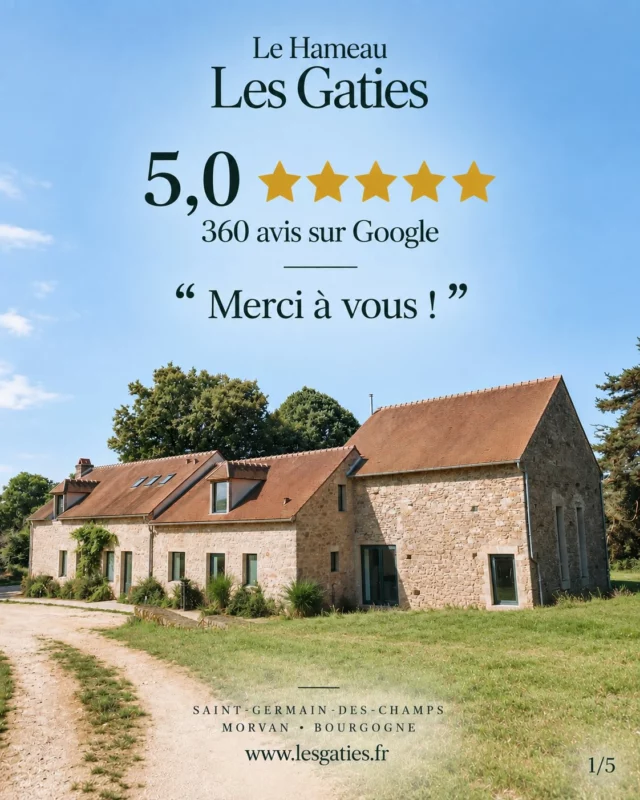Merci 🙏 sincèrement à vous tous !
Déjà 360 merveilleux avis c’est fou !!!
Les Gaties un domaine unique créateur de vos souvenirs…
Partager, liker et commenter à maximum !!!!
#lesgaties #reviews #googlereview avis