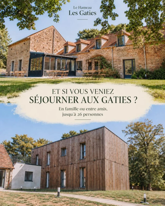 Et si vous profitiez des Gaties pour vous retrouver en famille ou entre amis ?

Le temps d’un week-end ou de quelques jours, venez profiter d’un hameau entièrement privatisé, au cœur du Morvan, avec ses hébergements, ses grands espaces et tout ce qu’il faut pour partager de bons moments jusqu’à 26 personnes.

N’hésitez pas à me contacter pour imaginer votre séjour ou à consulter directement les disponibilités et les tarifs sur le site :

www.lesgaties.fr

Martin
07 56 81 66 67

#lesgaties #bourgogne #morvan #weekendenfamille #vacancesentreamis